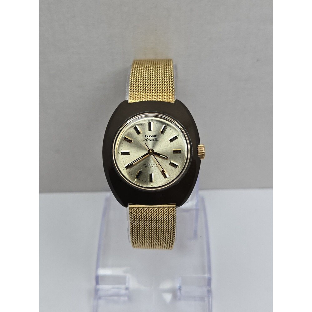HMT Kapila 17 Jewels Parashock Mechanical Hand Winding Womens Watch Gold Works